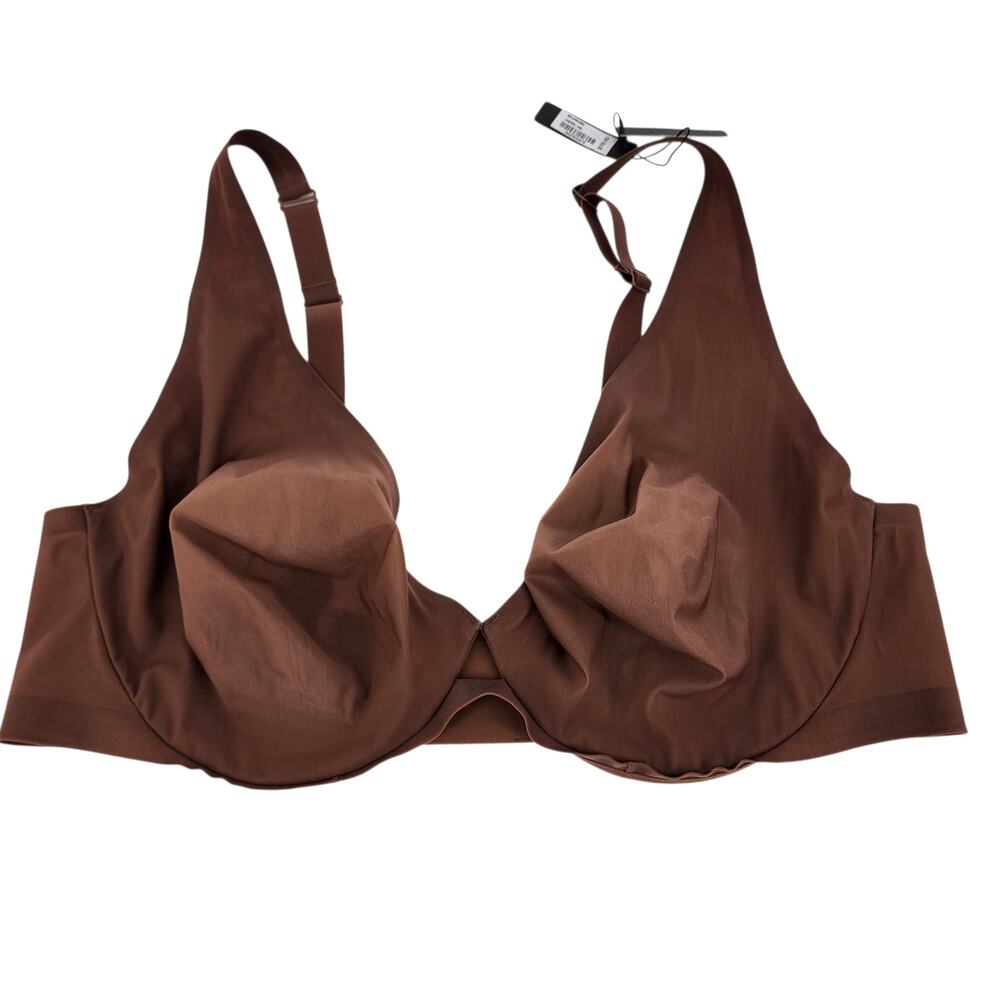 NWT Skims Brown Naked Plunge Jasper Stretch V-Neck Underwire Bra Size 44D